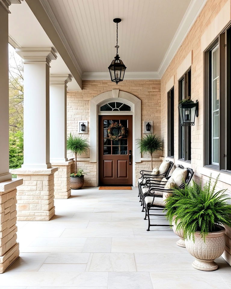 durable limestone porch walls