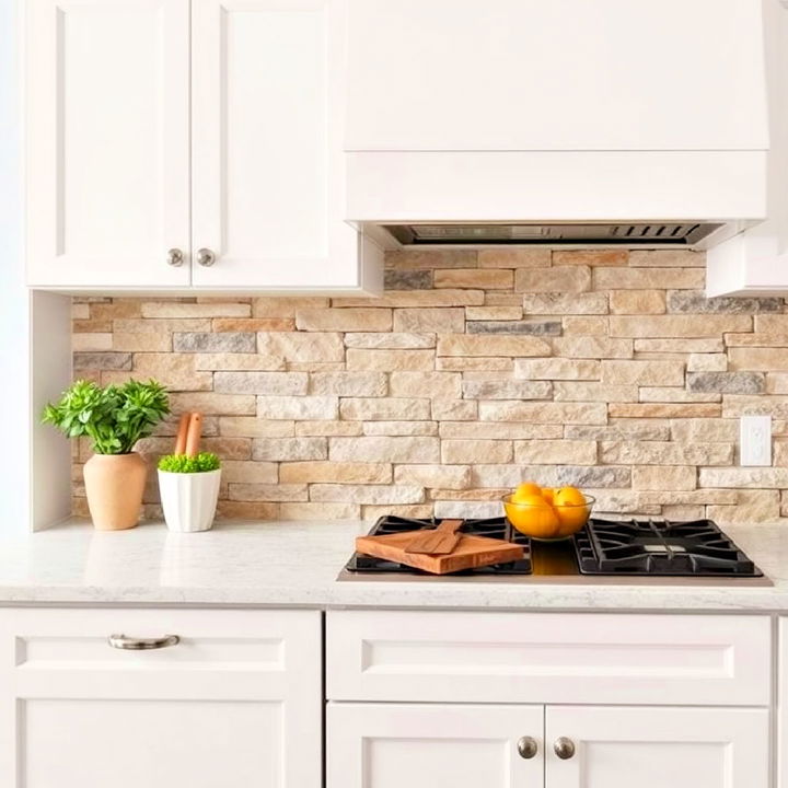 earthy stone accent backsplash