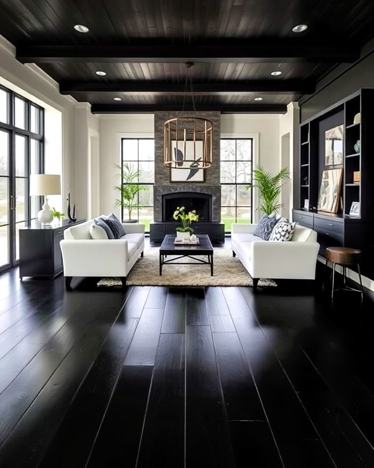 ebony wood floor for contemporary home