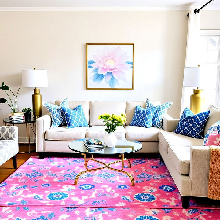 eclectic style with mixed pink and blue patterns