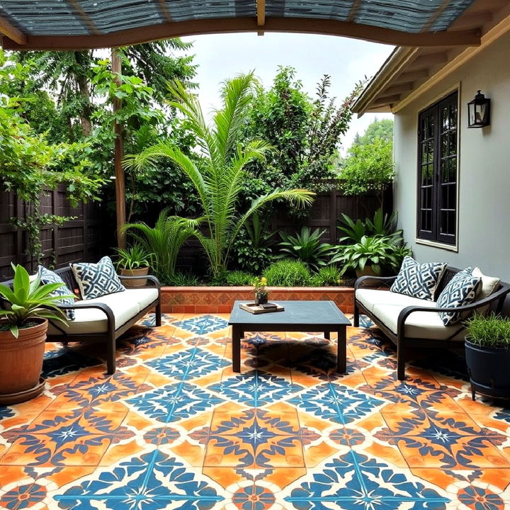 eclectic style with patterned cement tiles