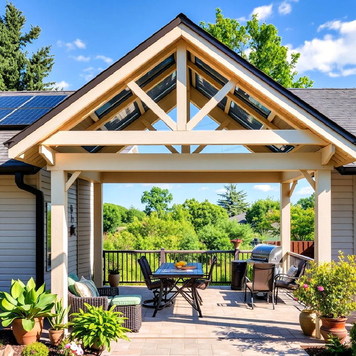 eco friendly gable roof with solar panels