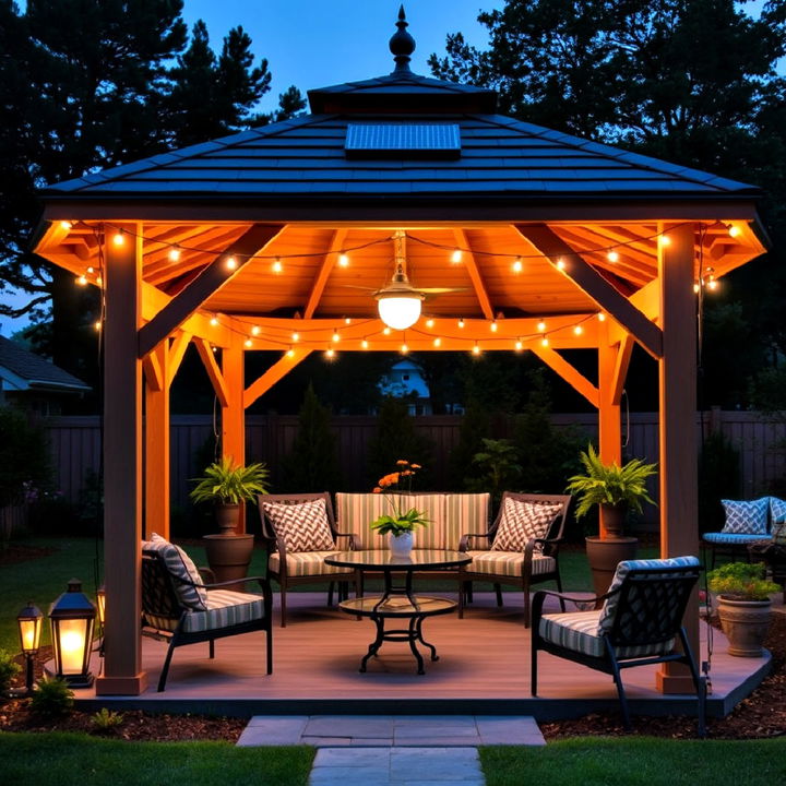 eco friendly gazebo with solar powered lighting