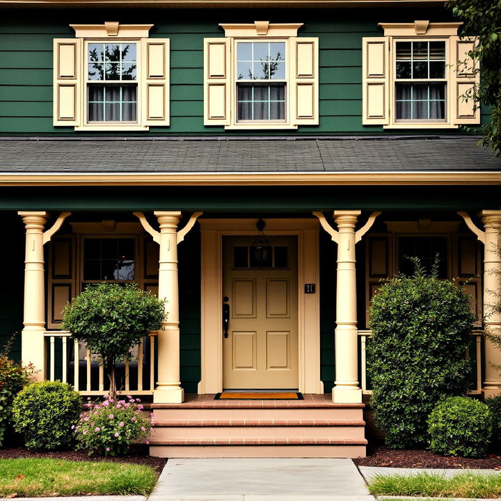 elegance dark green with creamy beige accents