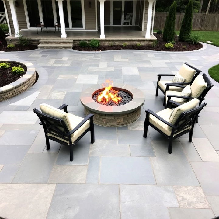 elegant ashlar slate concrete with convenient gas fire pit