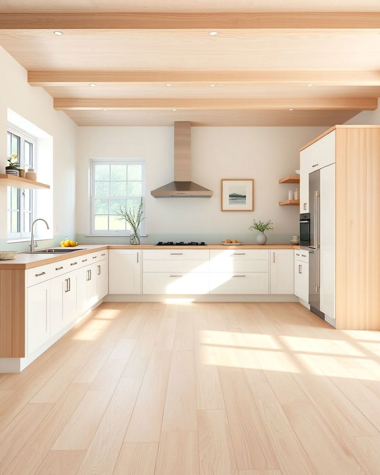 elegant light elm kitchen flooring