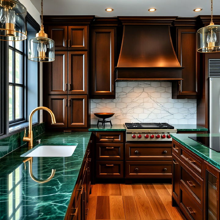 elevate with dark emerald countertops