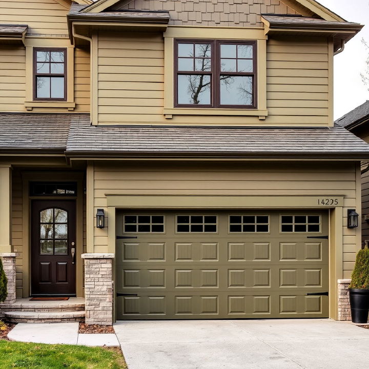 elevate your garage door with olive green