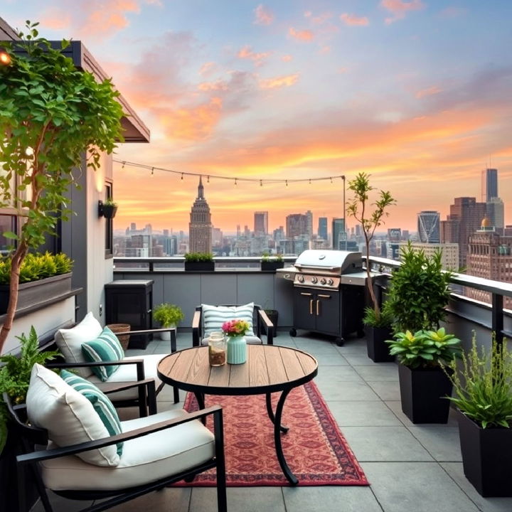 elevated rooftop grilling deck