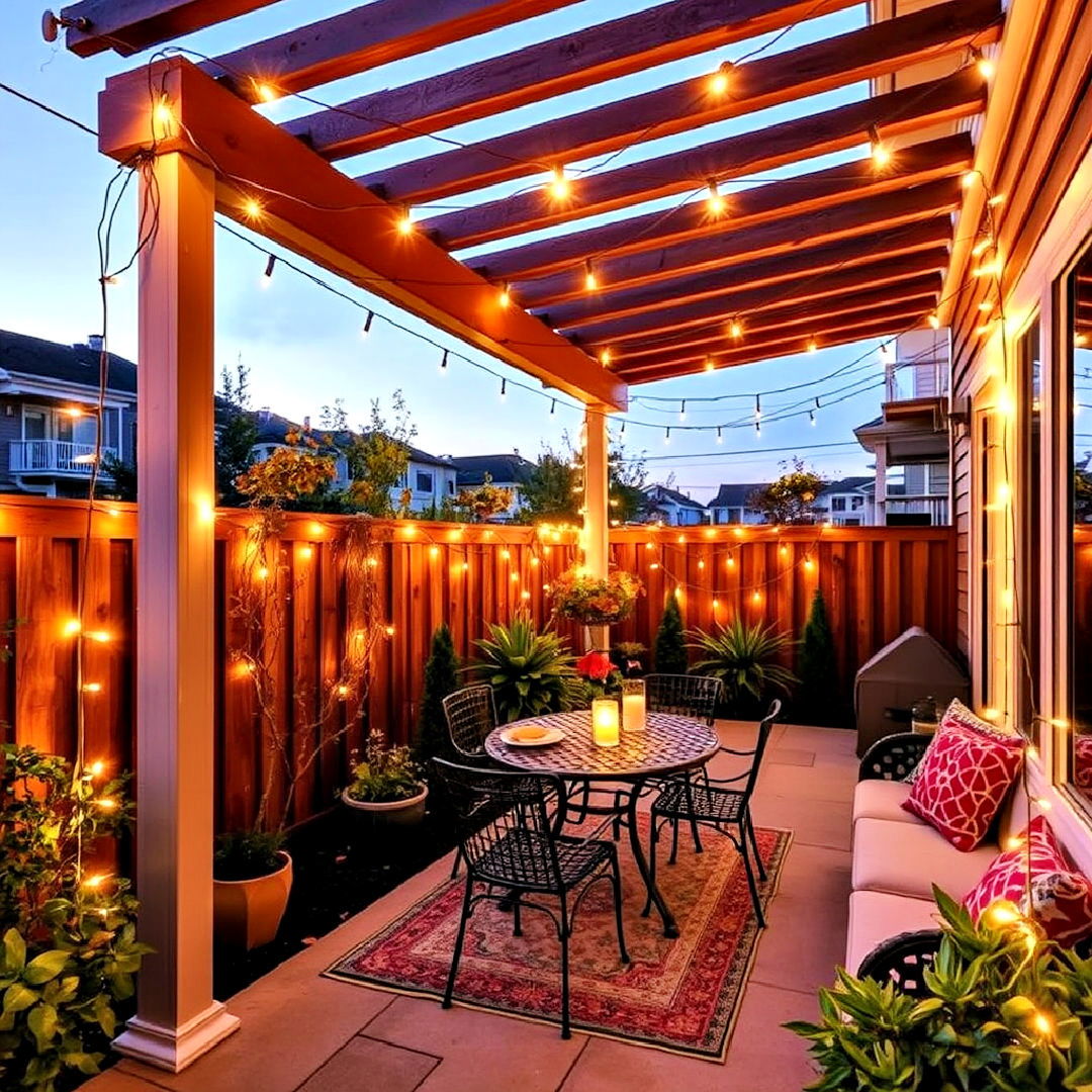 enhance the patio mood with twinkling lights