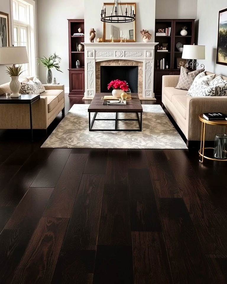 espresso colored wood floor