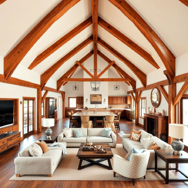 exposed wooden beams to add charm