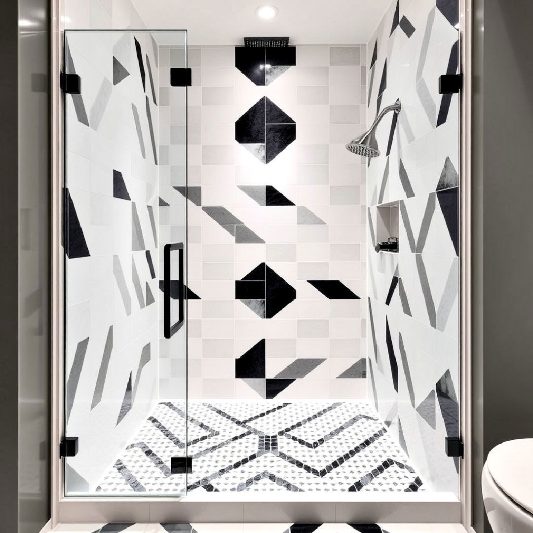 eye catching bold geometric patterns shower