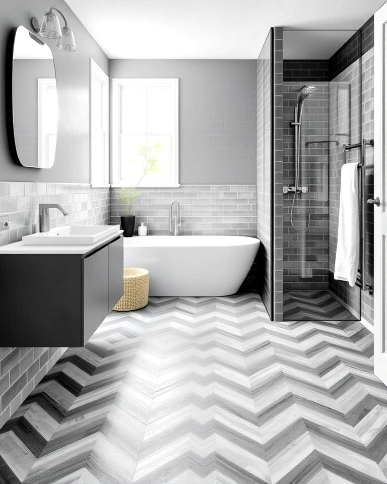 eye catching pattern gray chevron floor