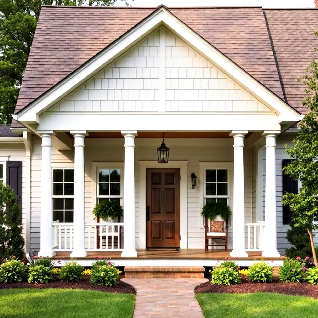 farmhouse inspired charming open gable porch