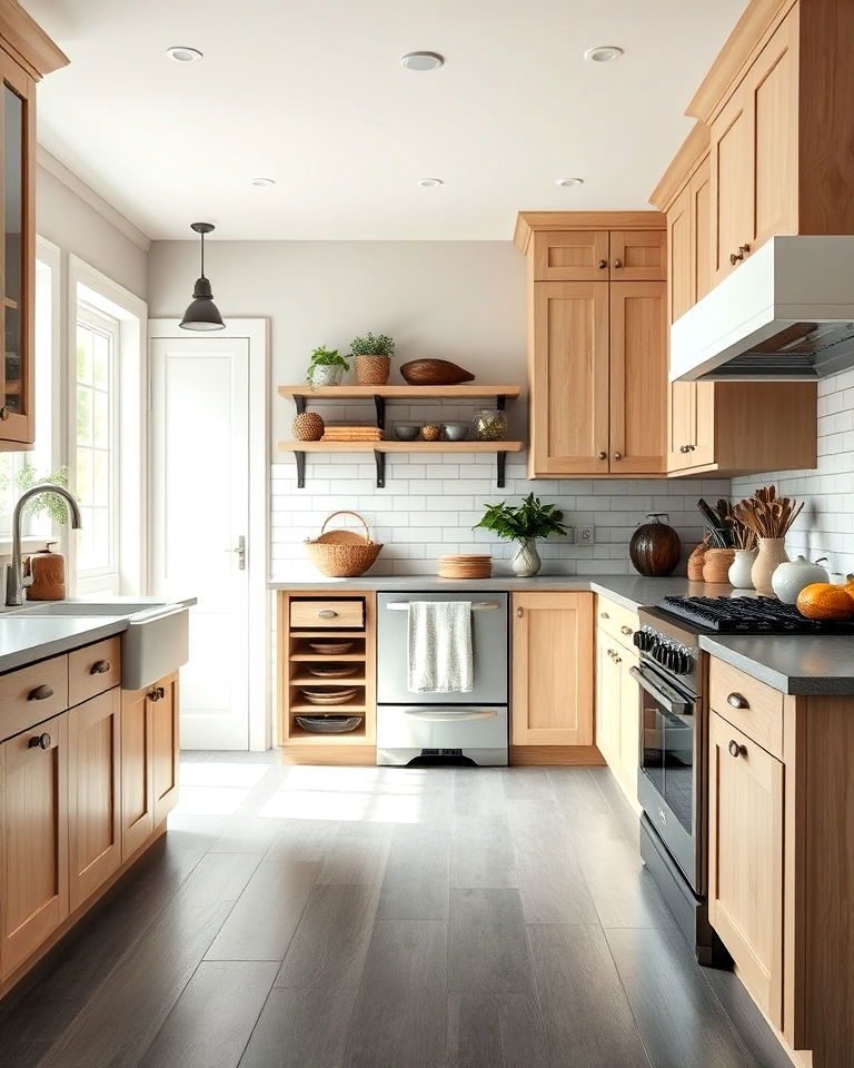 farmhouse kitchen grey flooring