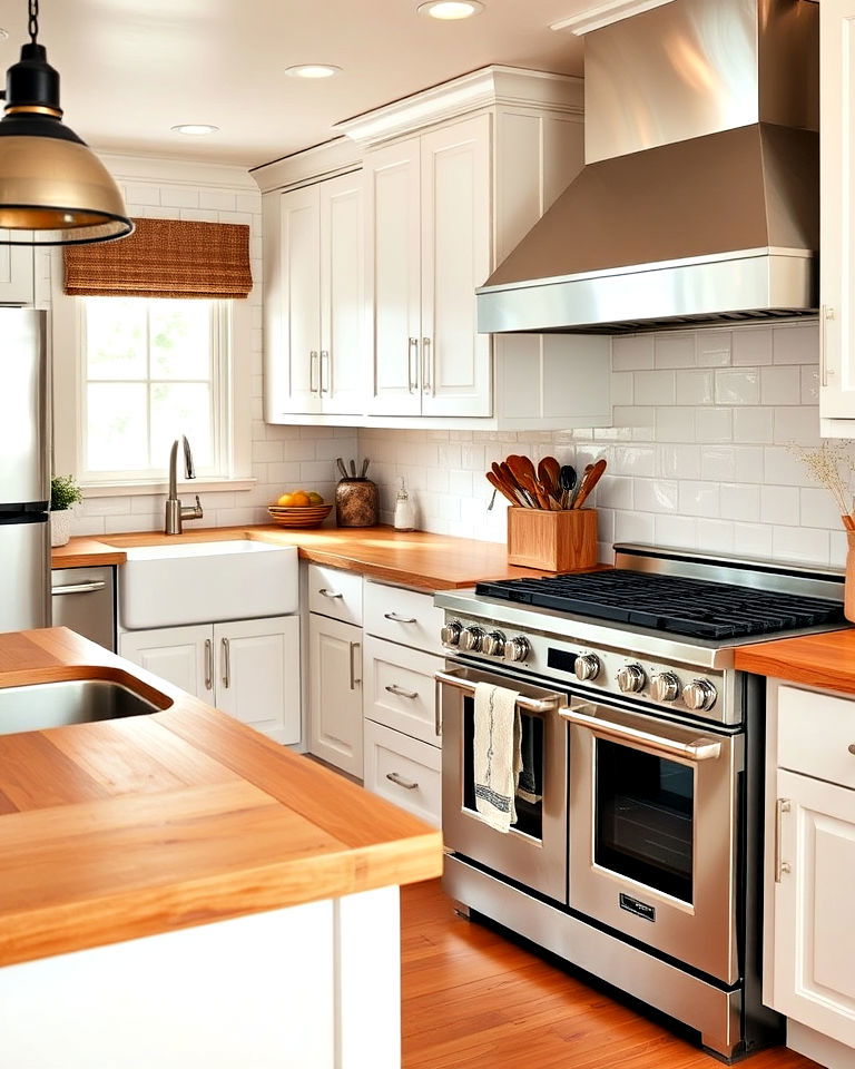 farmhouse kitchen with stainless steel