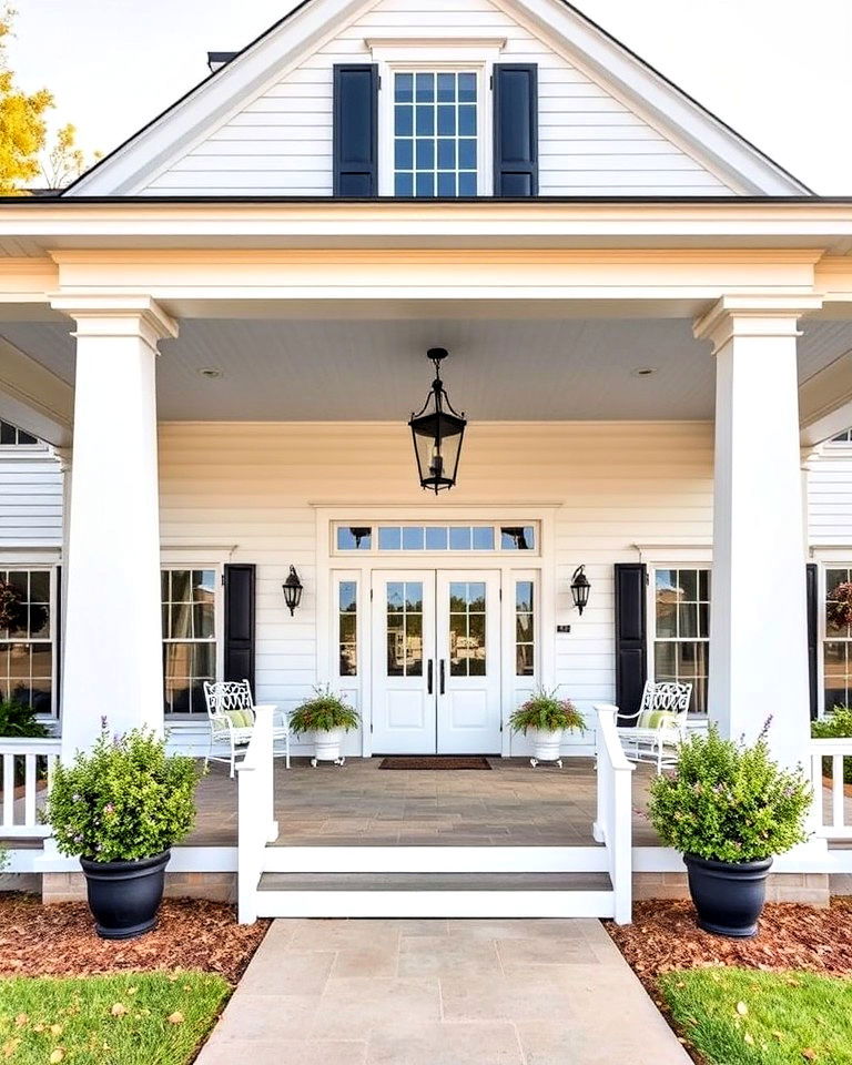 farmhouse with large wrap around porch columns