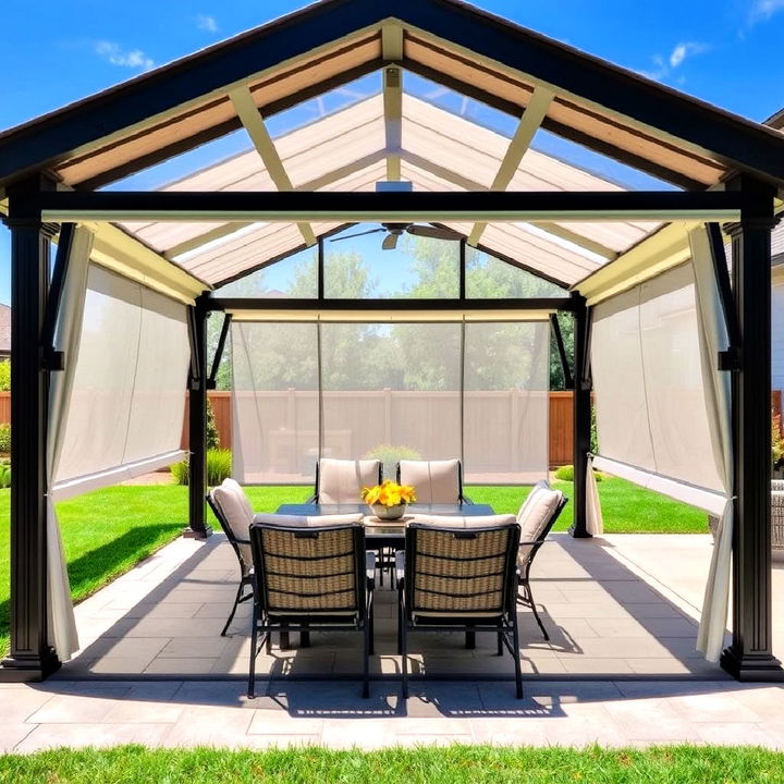 flexible gazebo with retractable walls for all weather use