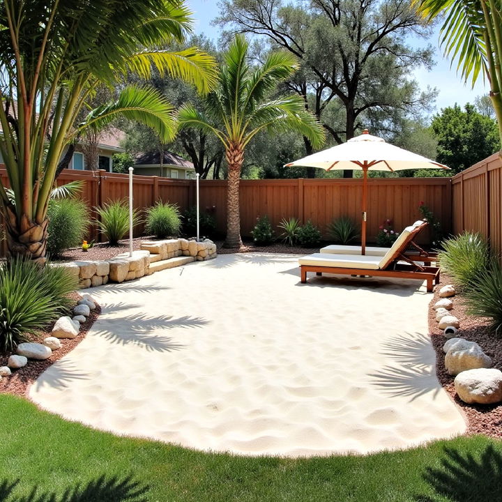 florida backyard beach area with sand