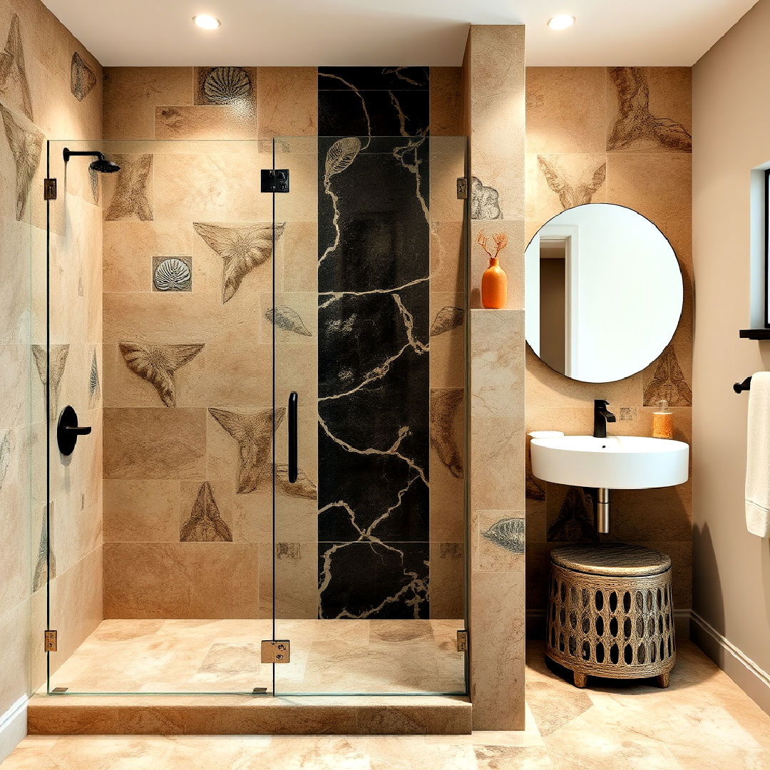 unique fossilized stone shower