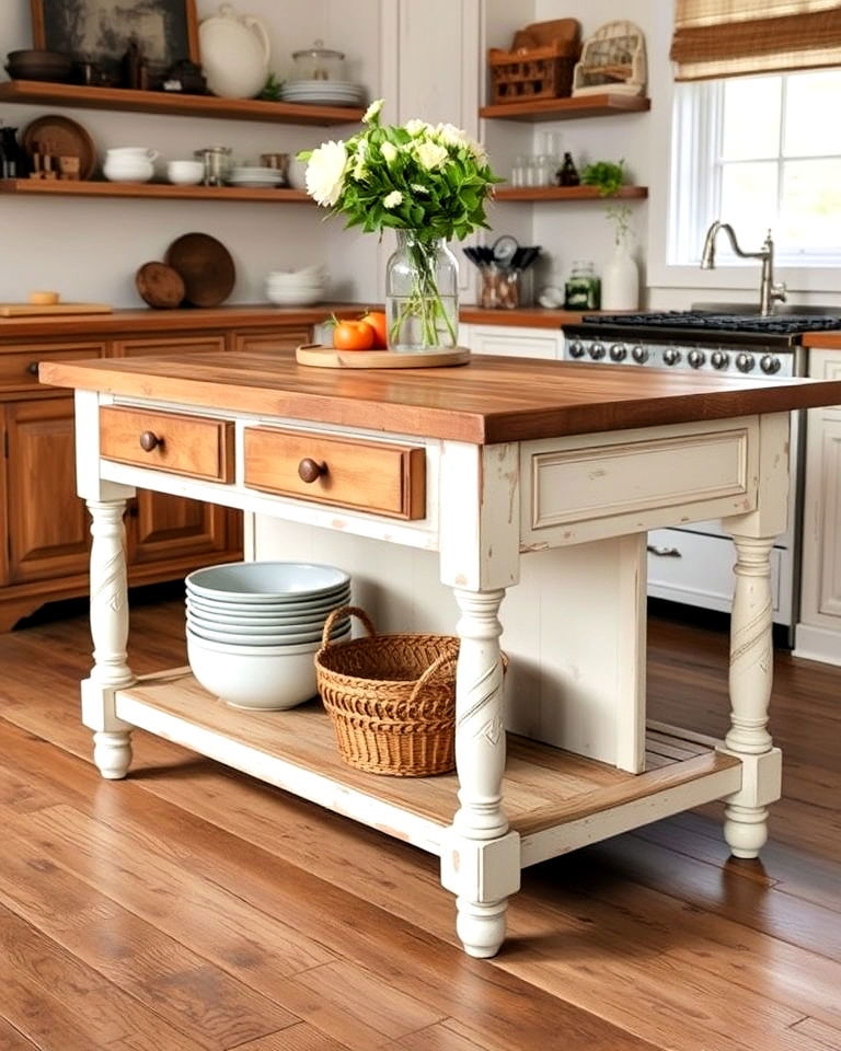 freestanding antique farmhouse island