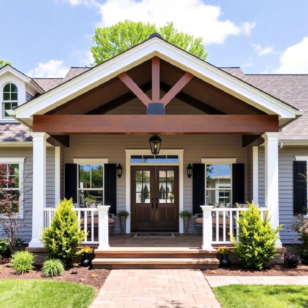 french country style open gable porch