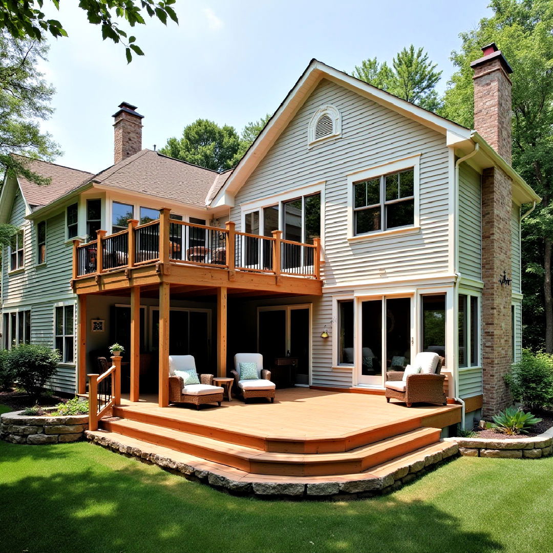 functional multi level deck with sunroom