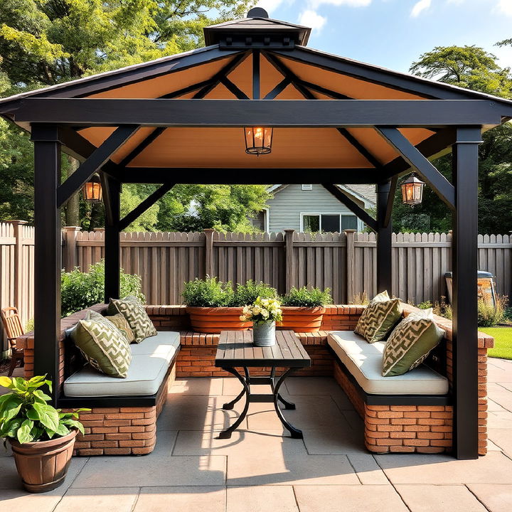 gazebo with built in benches for efficient seating