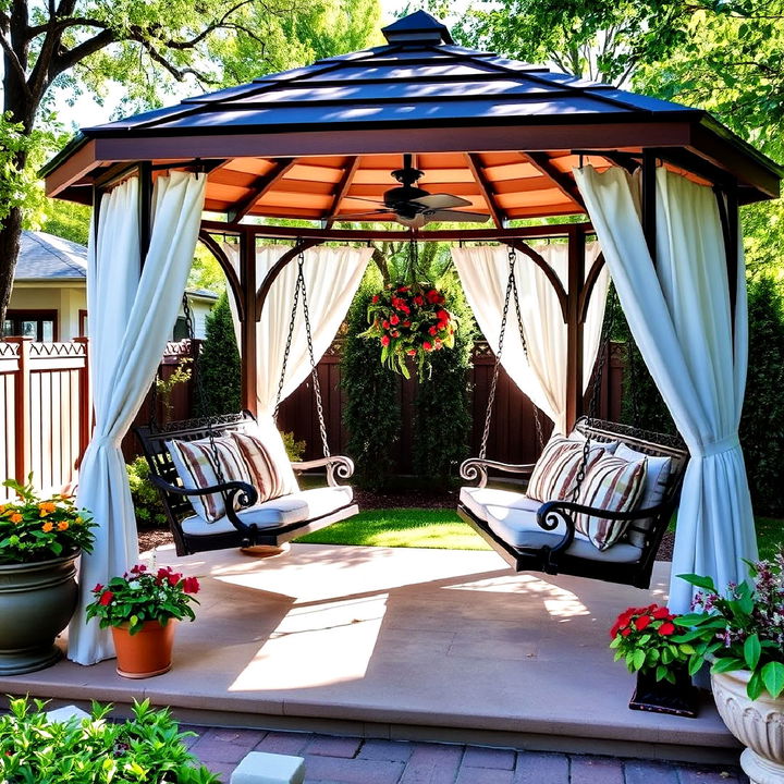 gazebo with suspended chairs for added fun