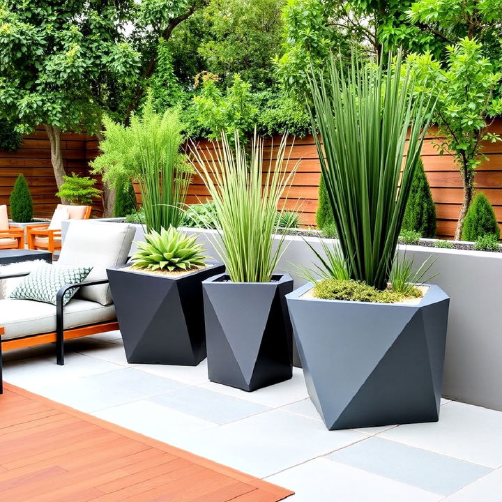 geometric planters for mid century modern patio