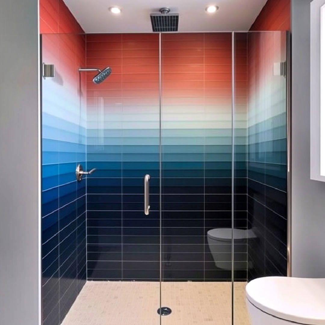 gradient or ombre tiles for walk in shower