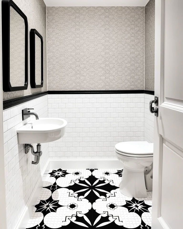 graphic black and white tiles for contrast