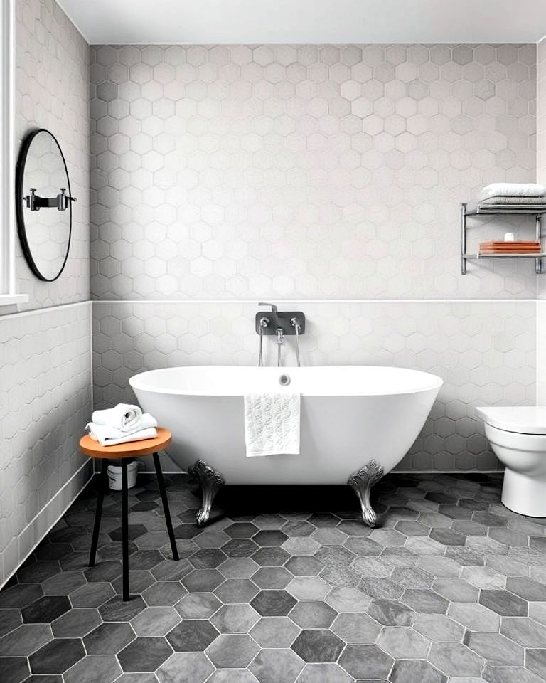 gray hexagonal tiles for a geometric flair