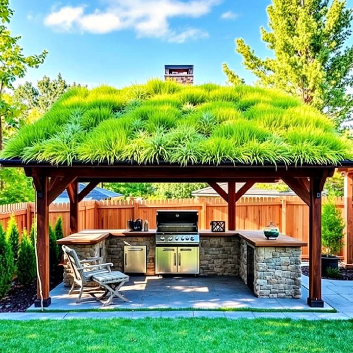 green roof pavilion for eco friendly grilling