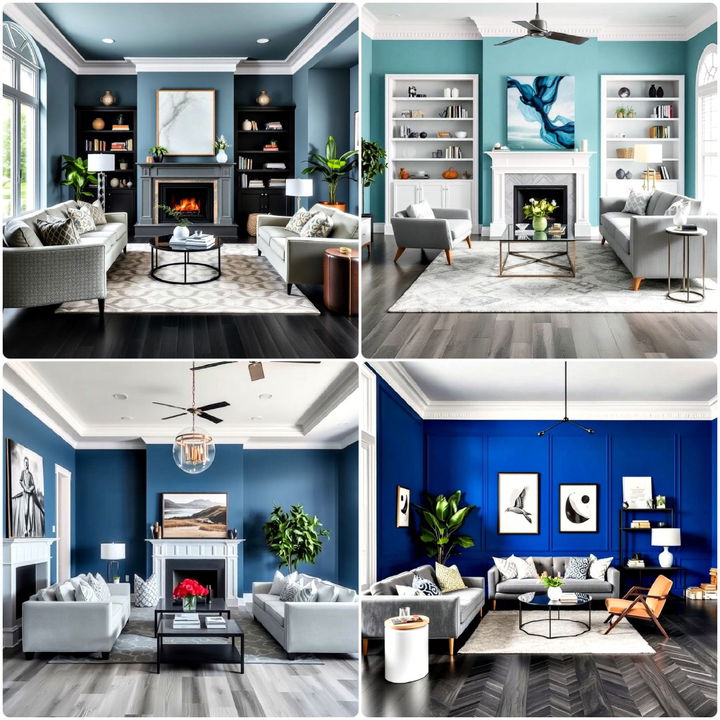 grey floor living room with blue walls ideas