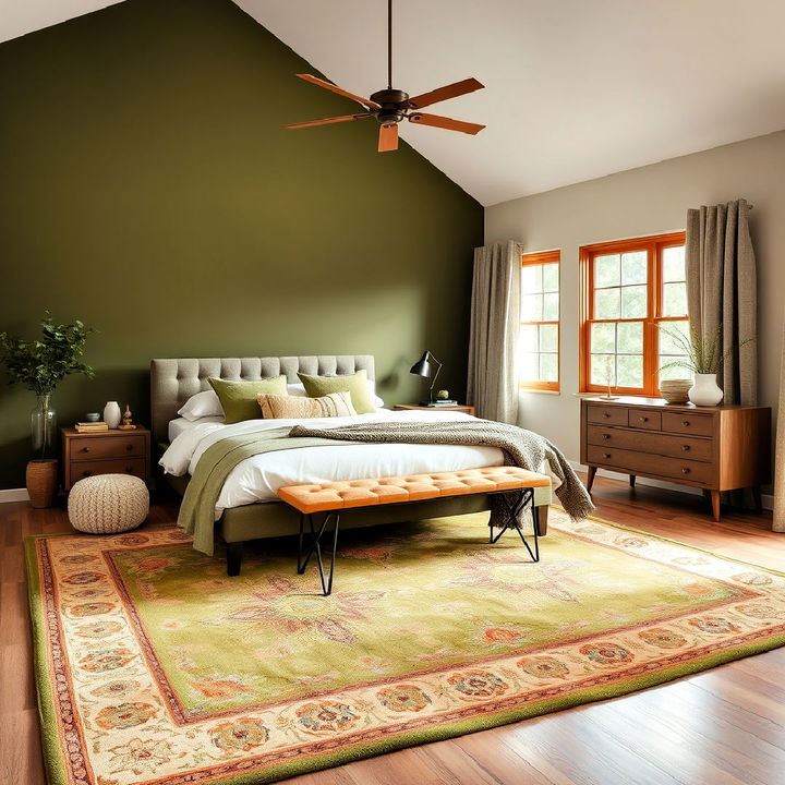 ground your space with an olive green area rug