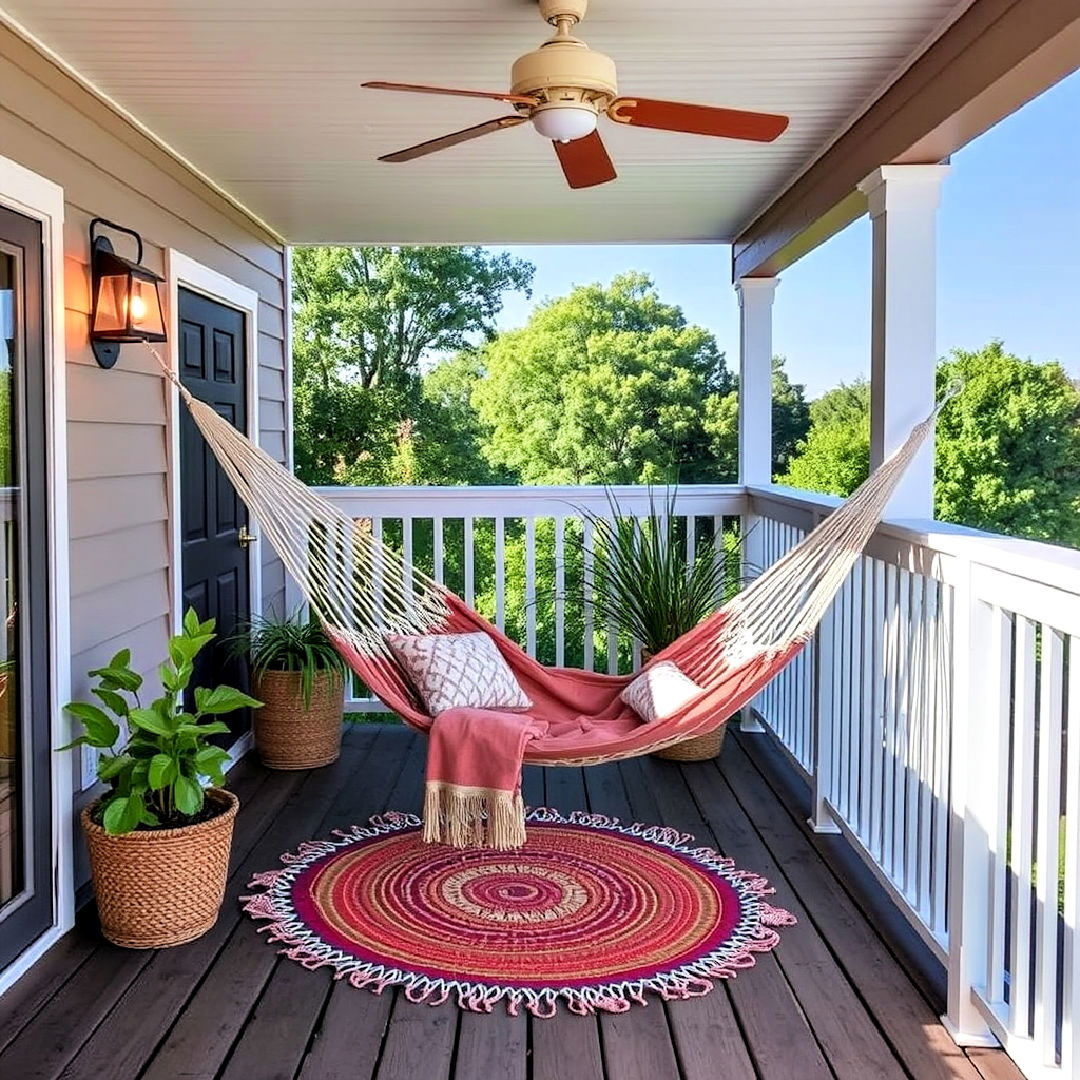 hammock lounge area on deck