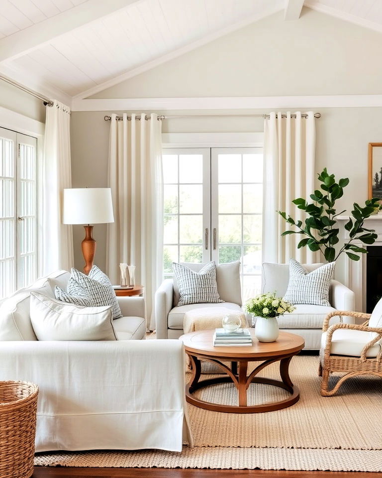 hamptons living room light and airy fabrics