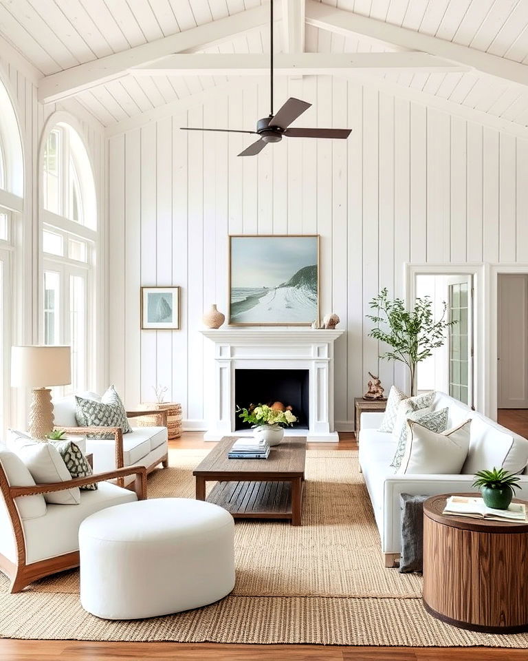 hamptons living room whitewashed walls