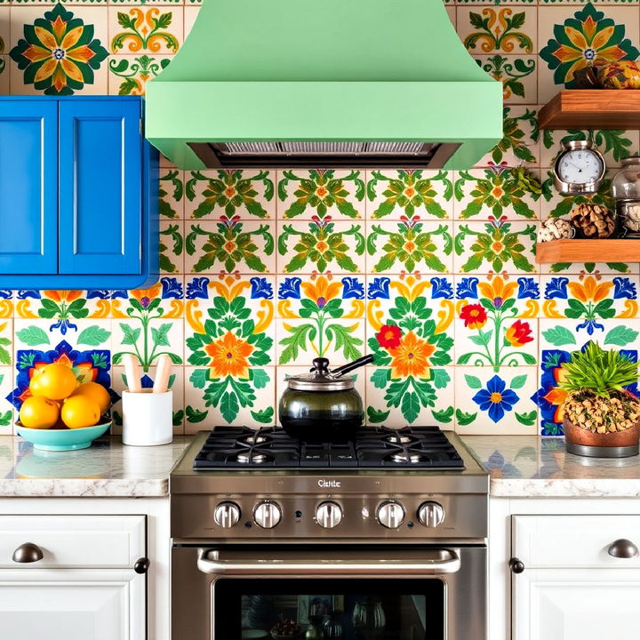 hand painted tiles for spanish style kitchen backsplash