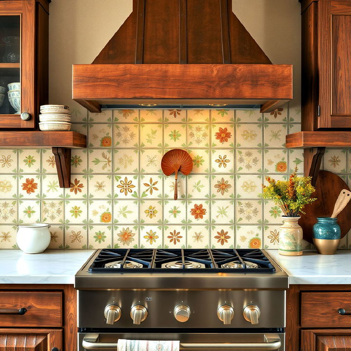 handcrafted tile artistry backsplash