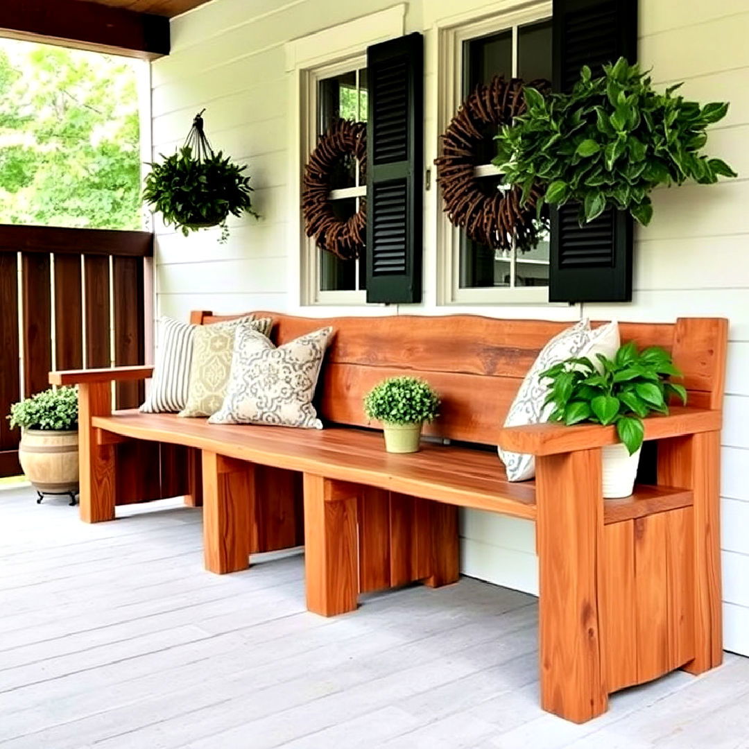 handmade wooden bench for porch