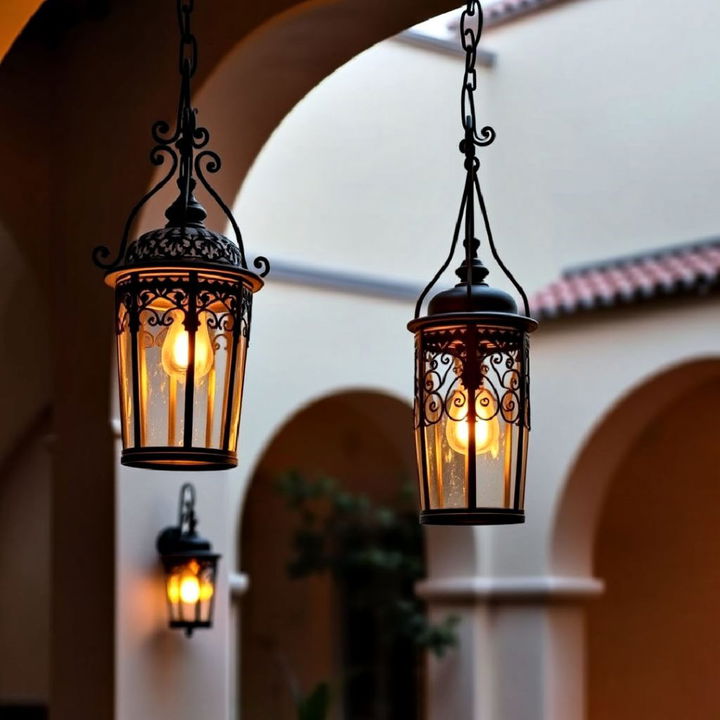 hanging lanterns for a cozy courtyard look