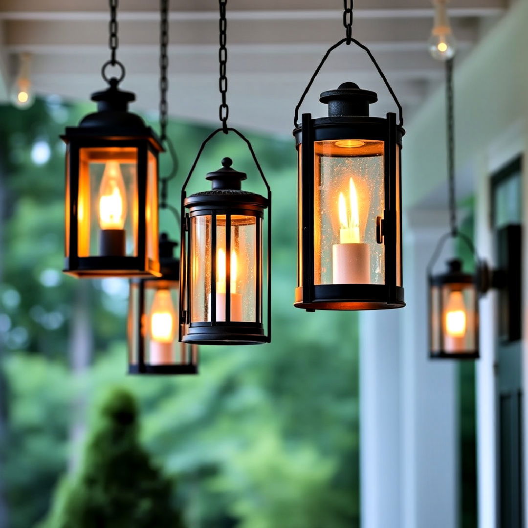 hanging lanterns for rustic porch