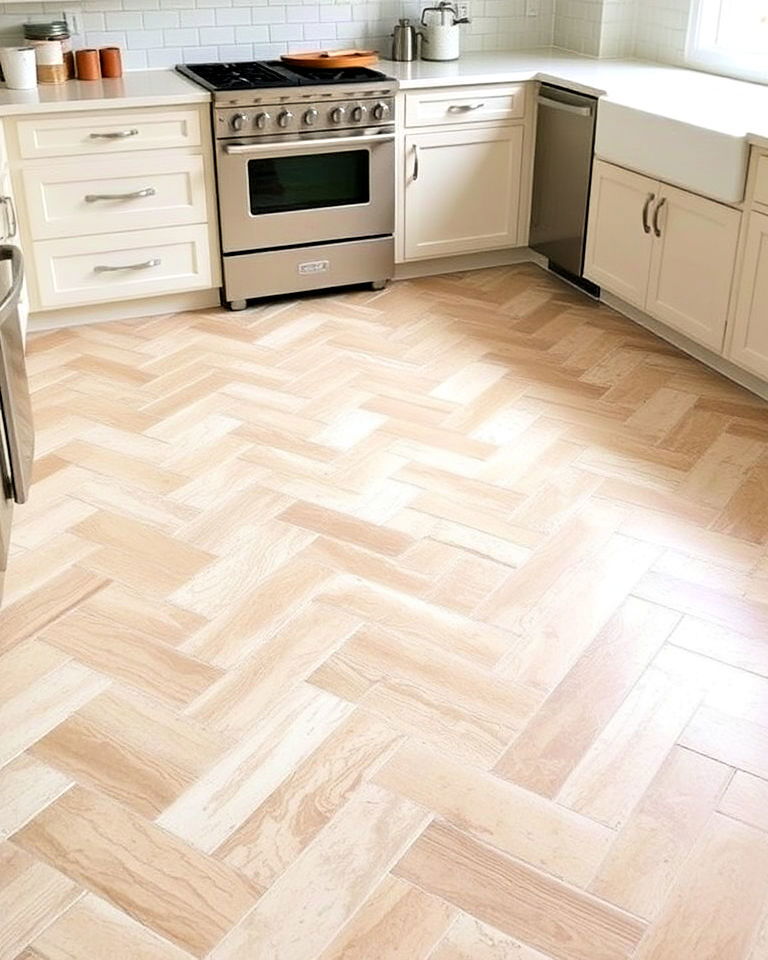 herringbone pattern travertine floor