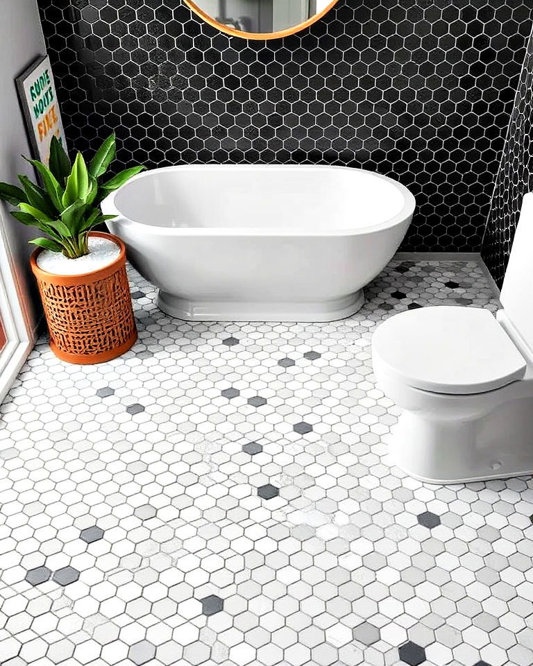 hexagon honeycomb design floor tile