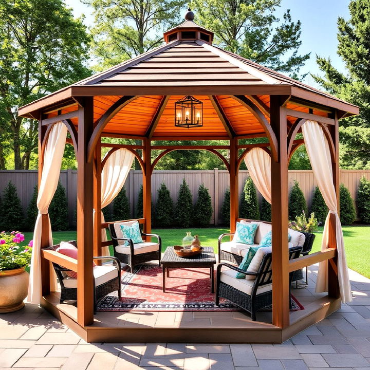 hexagon shaped gazebo for a unique patio focal point