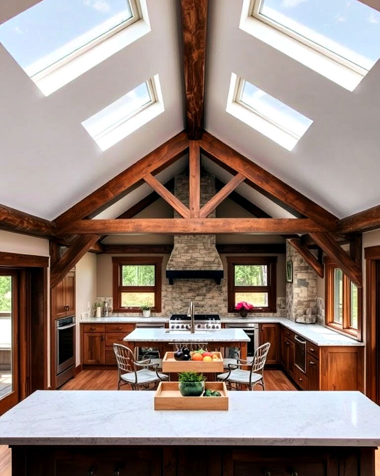 high ceilings with skylights