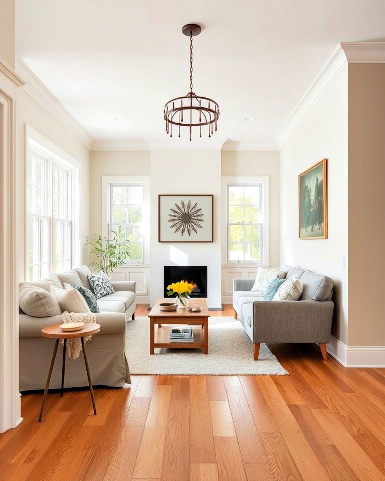 honey pine floor for family room